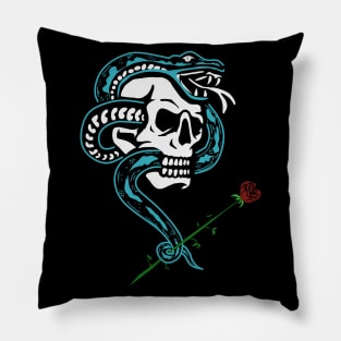 Skull snack blue flower Pillow