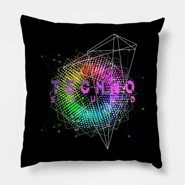 Techno Music Sound Explosion EDM Festival Pillow by shirtontour