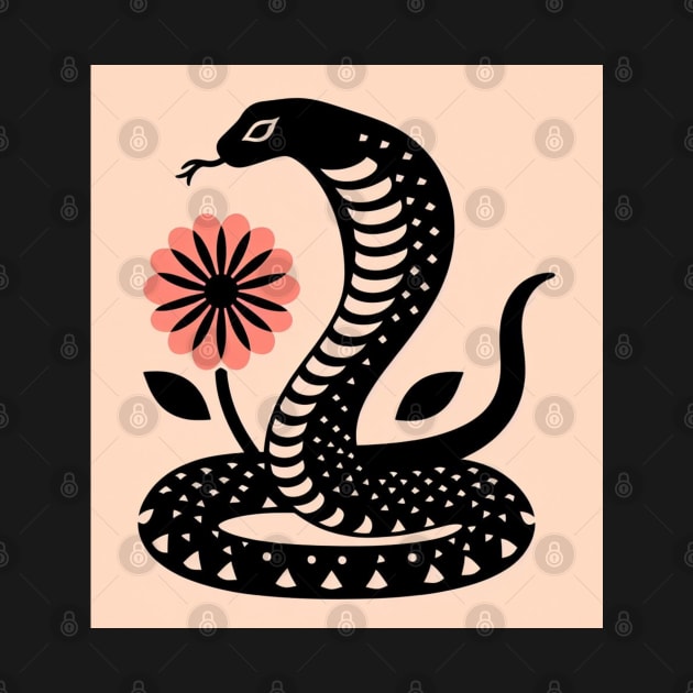 Cobra Snake and flower by DarkWave