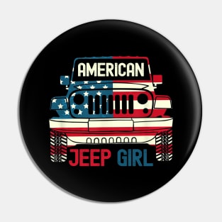 American Jeep girl Usa Flag Jeep Pin