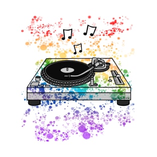 DJ Turntable Rainbow Colours Music Producer Musician T-Shirt