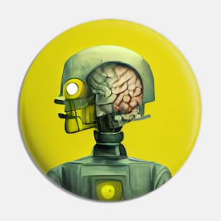 A robot with his brain visible Pin