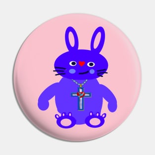 BLUE BUNNY With CHRISTIAN CROSS Pin