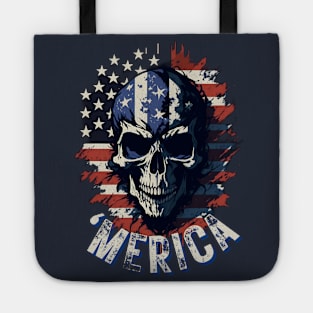 Merica Skull with American Flag Tote