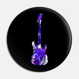 Purple Flame Guitar Silhouette on White Pin