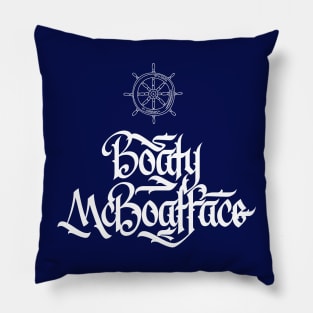 Boaty McBoatface Funny Nautical Calligraphy Pillow