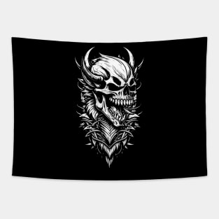 Black and White Morbid Skull Tapestry