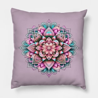 Psychedelic Blooms: Lotus Dreamscape Mandala Pillow