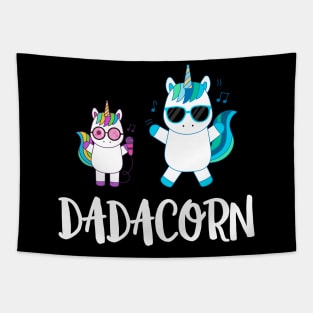 Dadacorn Unicorn Dad And Baby Fathers Day Rainbow dadcorn unicorn Tapestry