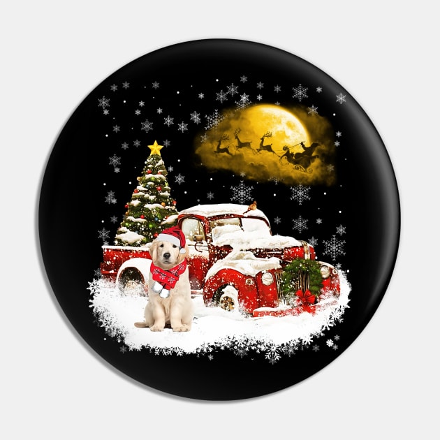Red Truck Xmas Tree Golden Retriever Christmas Pin by Benko Clarence