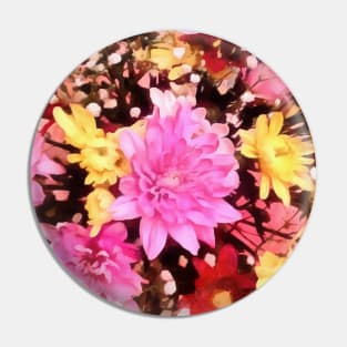 Bouquet with a pink flower in the middle. Pin