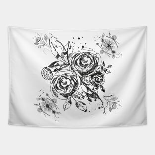 Summer time abstract black flowers Tapestry