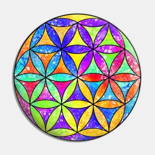 Rainbow Geometric Circle Flower Mandala - Color Shift Pin