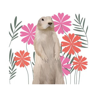 Cute Groundhog Pink Flowers T-Shirt