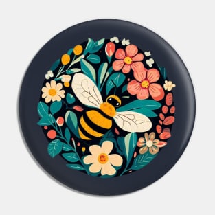 Beautiful Bee in Flowers Pin