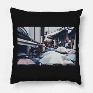 Umbrella in Kyoto on a rainy day Pillow