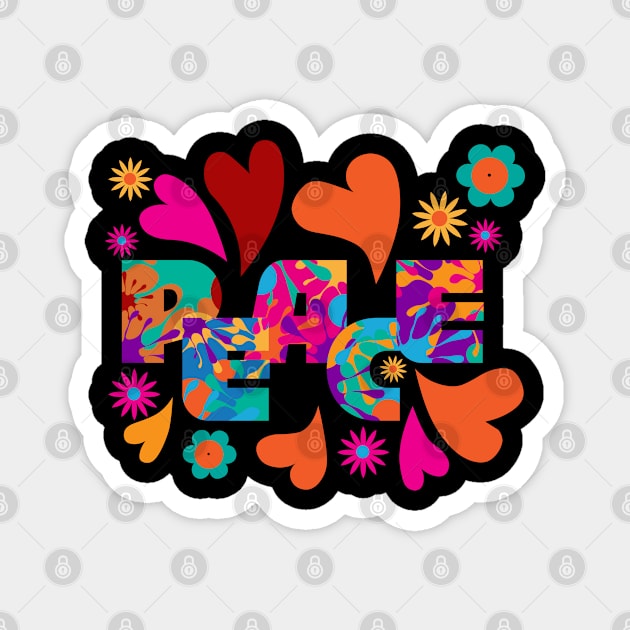 Hippie Peace colorful summer design Magnet by Hispaniola-Fineart