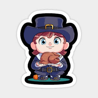 Funny Happy Thanksgiving Pilgrim Pumpkin Turkey day Magnet