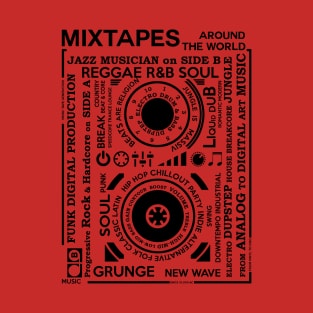 Genres of a Mixtape - Fontart Music Cassette T-Shirt