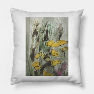 English Summer meadow, grasses, flowers design Pillow