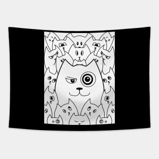 Cats Doodle Art. Funny qute Cat illustration Tapestry