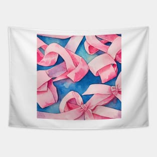 Watercolor pink bow pink ribbon Tapestry