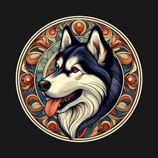 Husky Dog Lovers Art Nouveau Style - Siberian Husky T-Shirt