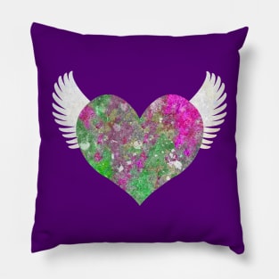 Colorful Heart of Stone - Pink and Green Pillow