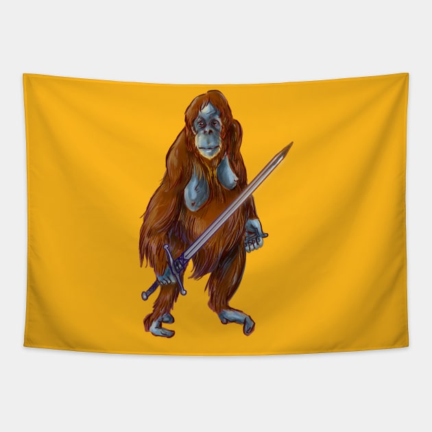 Orangutan with sword Tapestry by CeaV