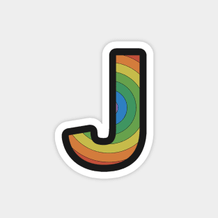 Retro Rainbow 'J' Sticker Magnet