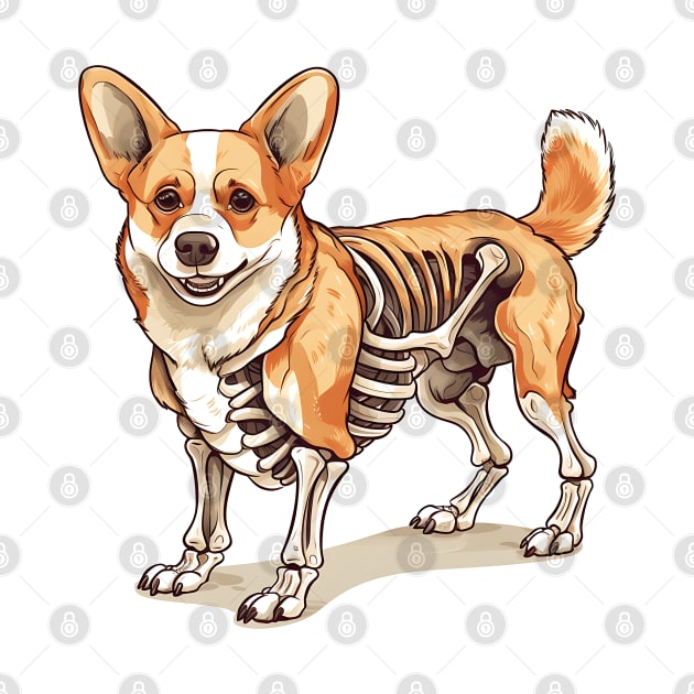 Skeleton Pembroke Welsh Corgi Dog by Chromatic Fusion Studio