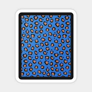 Leopard blue pattern, Abstract print, Retro, Mid century art Magnet