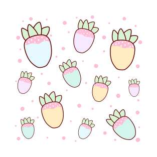 Pastel Strawberries Pattern T-Shirt