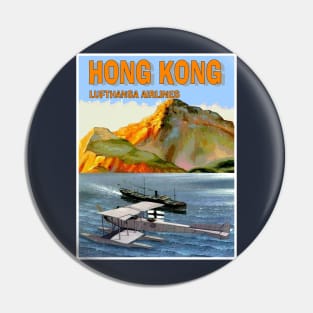 Lufthansa Airlines Vintage Fly to Hong Kong Travel Advertising Poster Print Pin