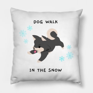 Dog Walk In The Snow Pillow