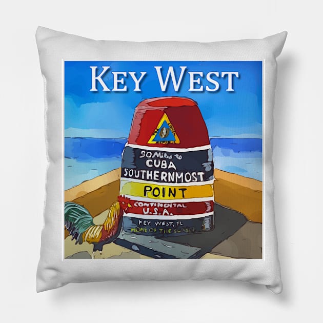 Nearest point to Cuba Marker in Key West Florida Pillow by WelshDesigns