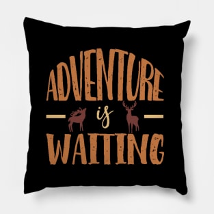 Adventure is waiting graphic with moose elk deer Pillow