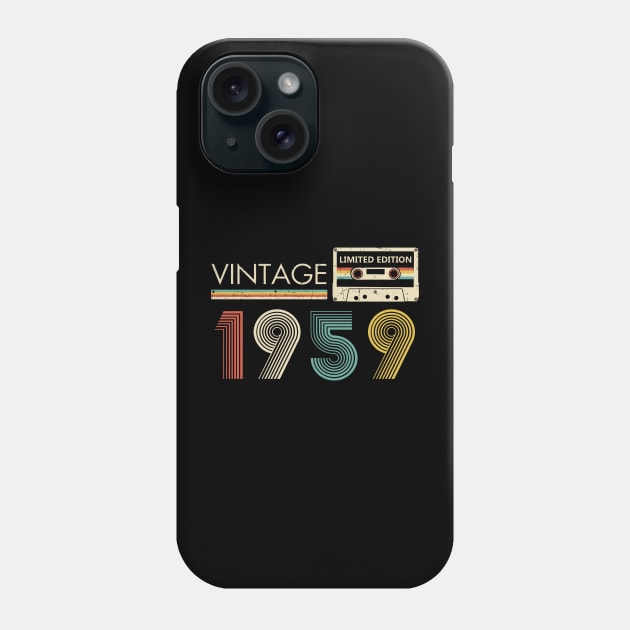 Vintage 1959 Limited Edition Cassette 65th Birthday Phone Case by Kontjo