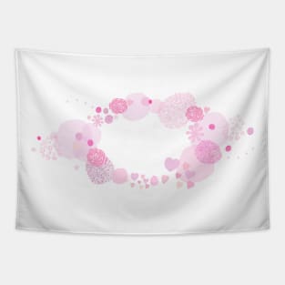 Pink hand drawn abstract roses, hearts, circle Tapestry