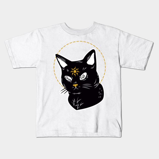 Black cat third eye - Black Cat Halloween - Kids T-Shirt | TeePublic