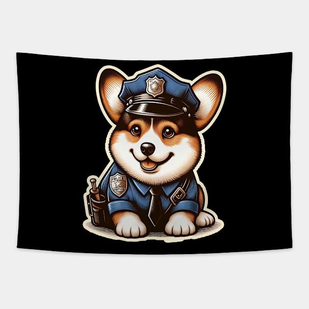 Corgi Police Tapestry by k9-tee