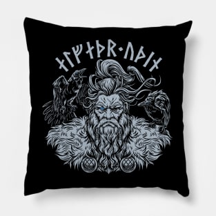 Odin Norse Allfather Pagan God Viking Mythology Huginn Muninn Pillow