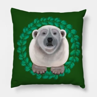 Polar Bear on Holly by Kate VanFloof Pillow