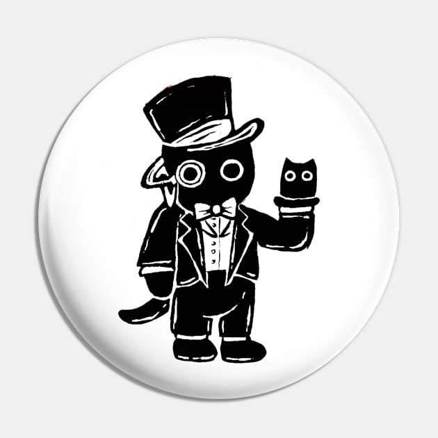 Black cat magician Pin by DilanDrawing