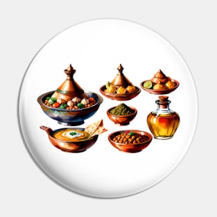 Moroccan Cuisine Food Kitchen in vibrant vector style Pin