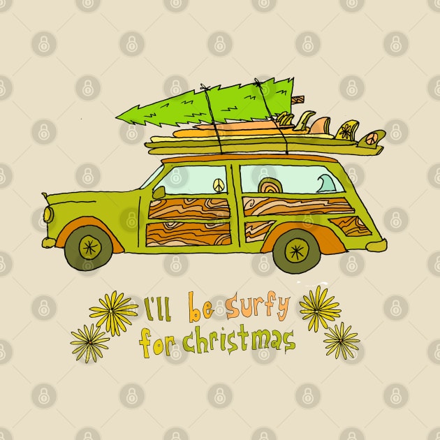 ill be surfy for christmas // retro surf art for surfy birdy by surfybirdy