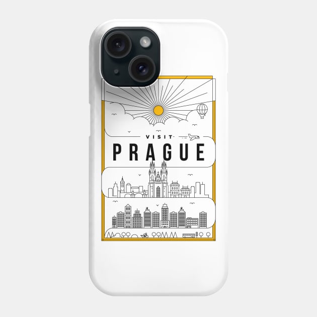 Prague Minimal Lineal Poster Phone Case by kursatunsal