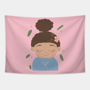 Adorable dreamy black girl Tapestry