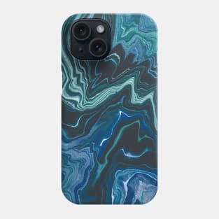 Striking swirl paint pattern, in silver and blue Phone Case