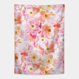 Abstracted Full Blown Roses in Candy Pink and Cream Tapestry